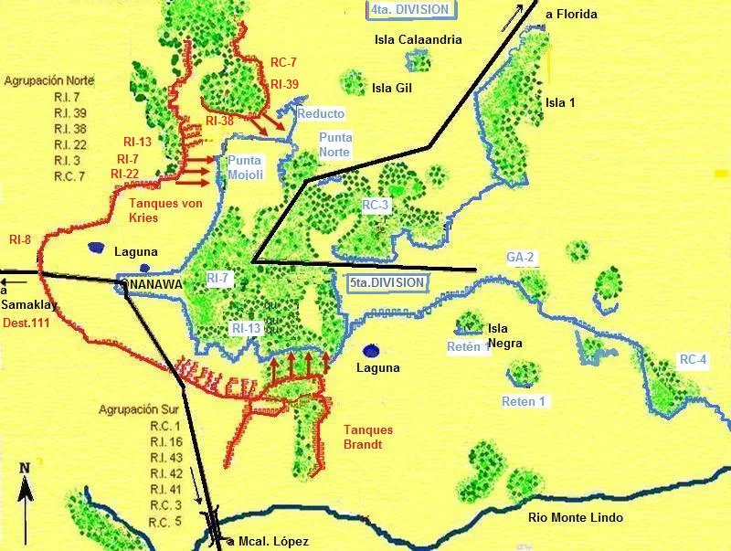 Mapa Segunda batalla Nanawa julio 1933 - Guerra del Chaco