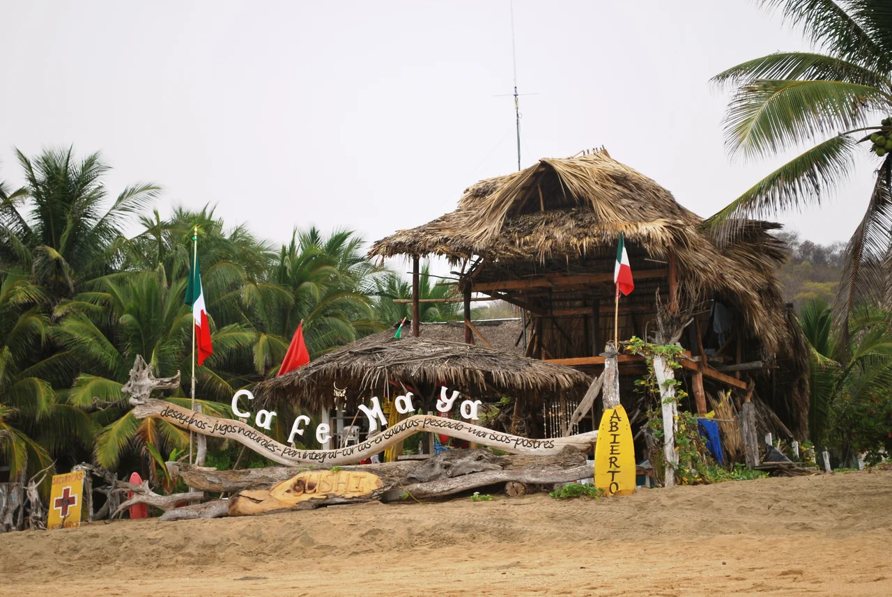 Cafe Maya on Zipolite Beach Oaxaca Mexico