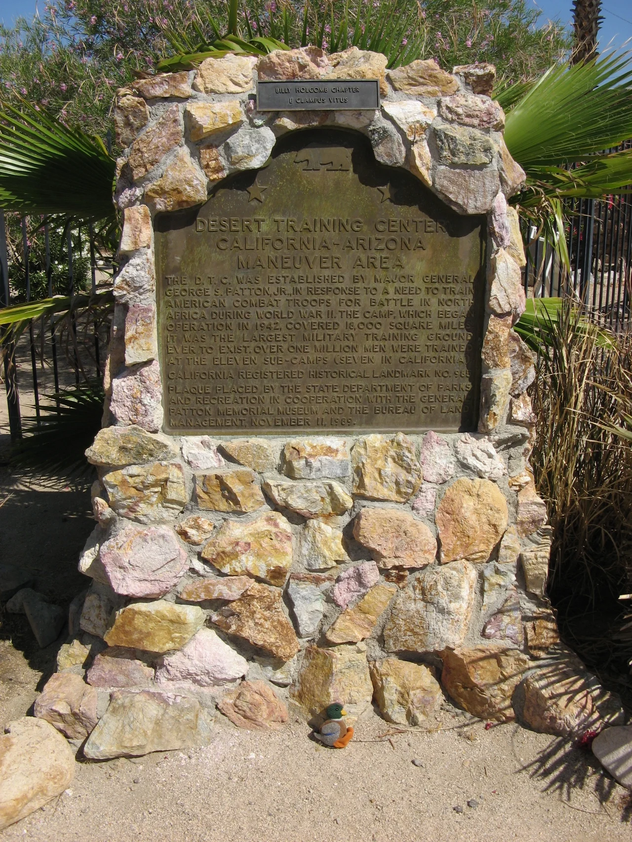 Desert Training Center historical plaque