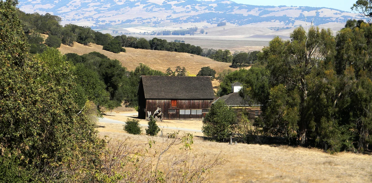 Burdell Barn — at Olompali State Historical Park, near Novato in Marin County, California. 
Taken from east facing slope of Mt. Burdell.