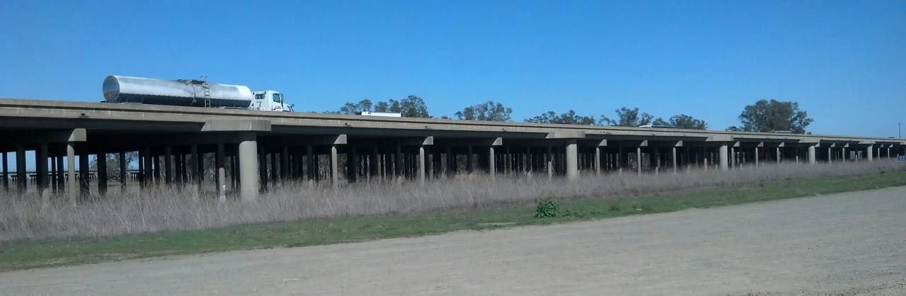 The Yolo Causeway for Interstate 80 — seen from the entrance to the Yolo Bypass Wildlife Area in Yolo County.
Photo by Jim Heaphy.