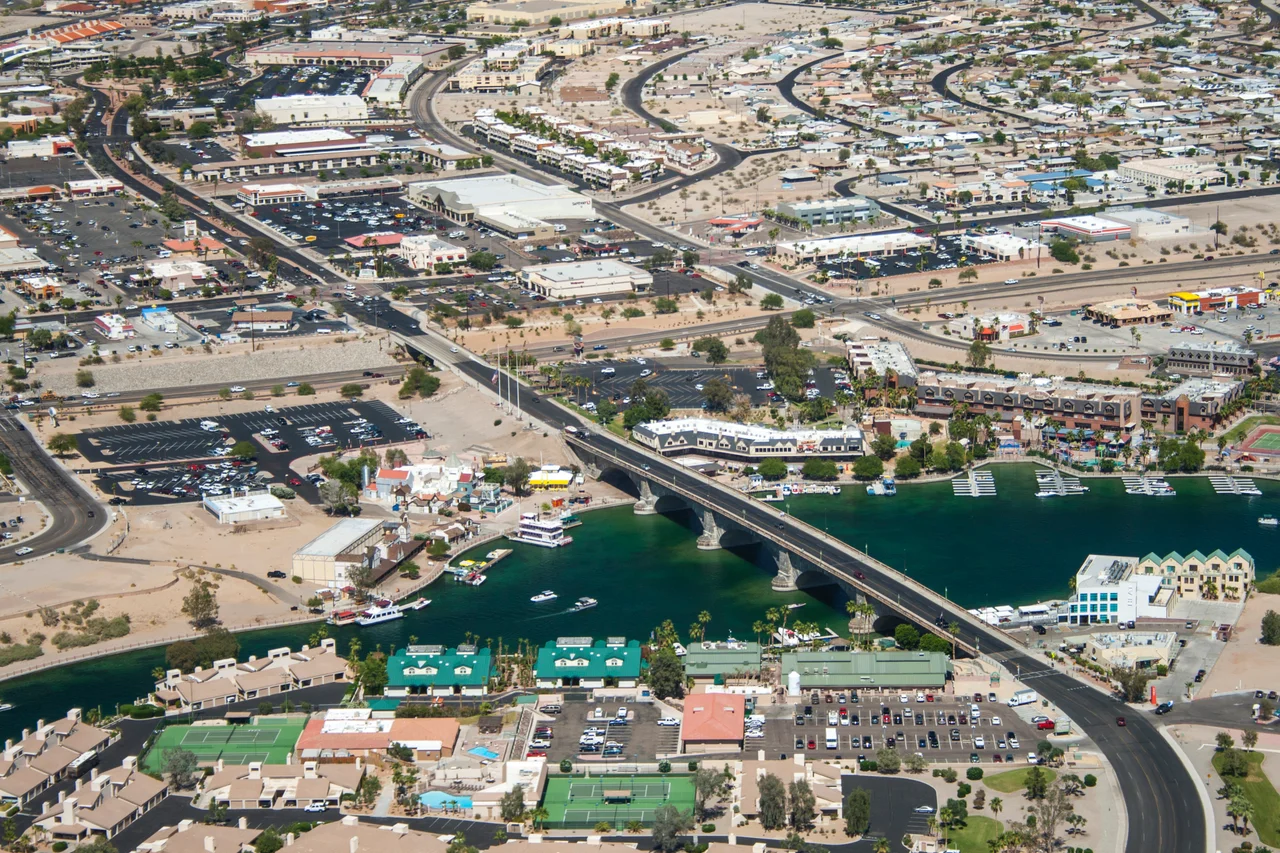 Aerial photo of London Bridge in Lake Havasu City.