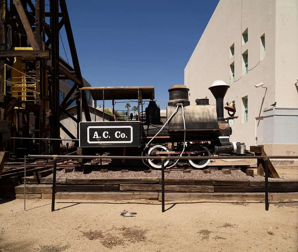 Old mining locomotive outside the Arizona Mining and Minerals Museum in Phoenix, Arizona.