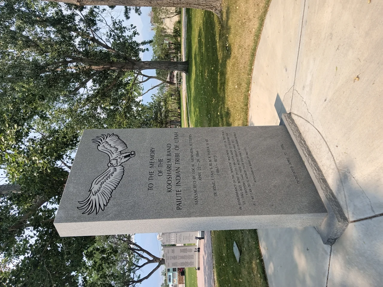 Back of the Circleville Massacre Monument