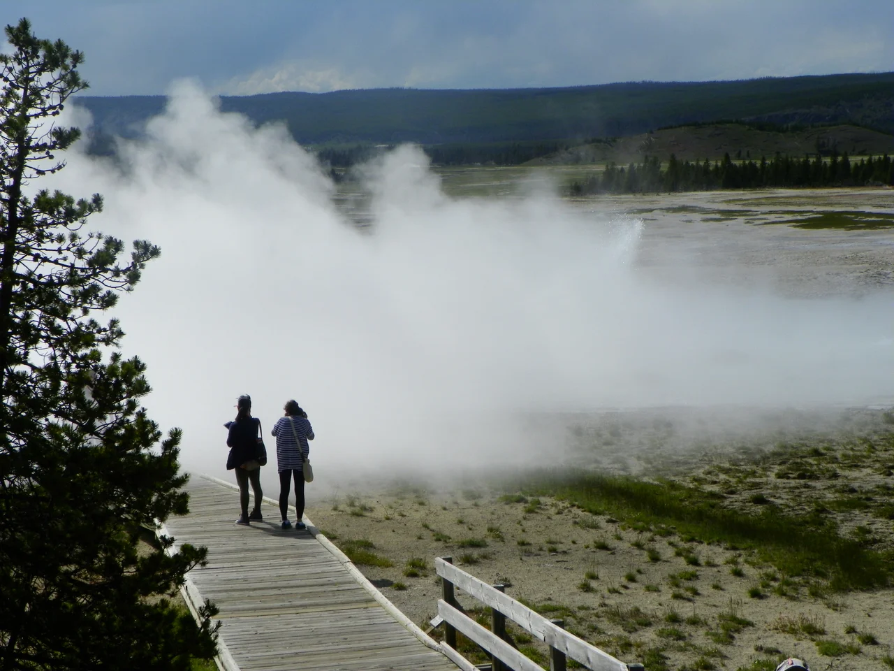 Walking through the geysers at Yellowstone can be fun.
