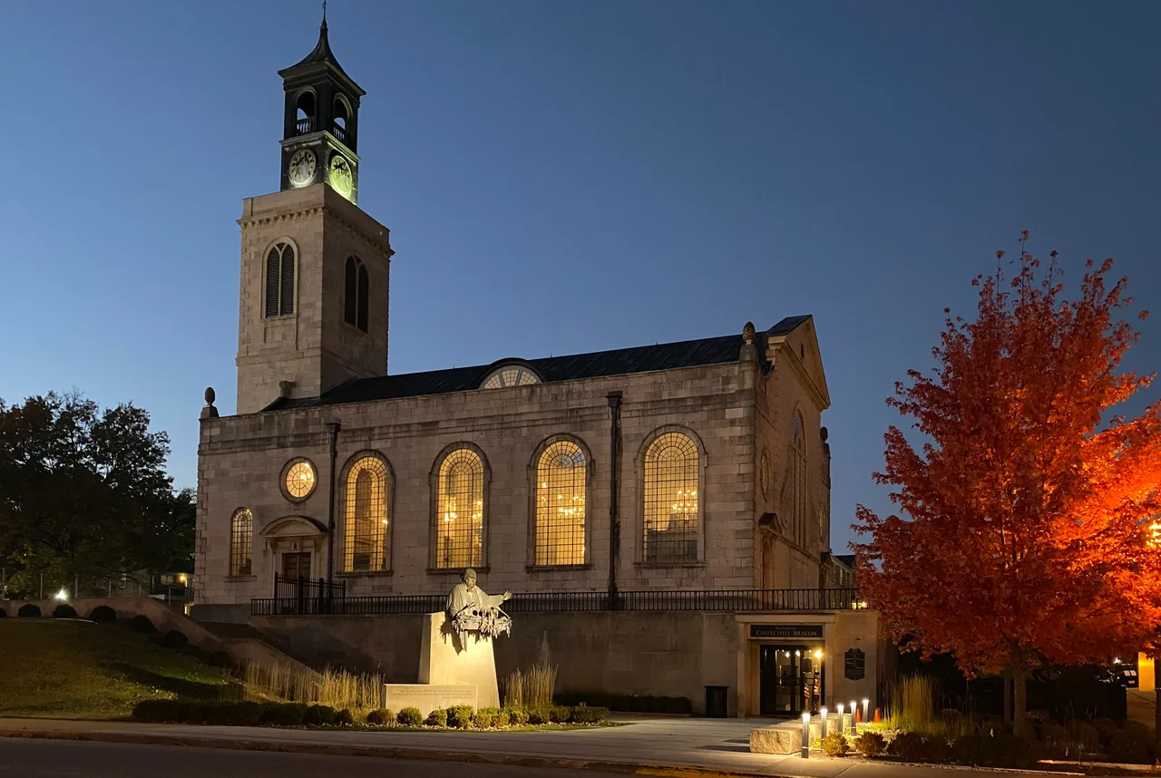 View of America’s National Churchill Museum at Westminster College in Fulton, Missouri, United States.