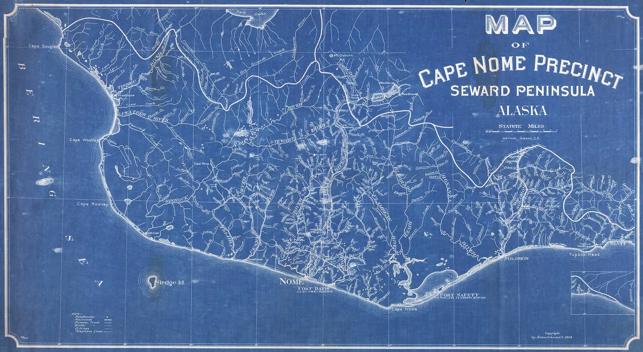 Map of Cape Nome Precinct, Seward Peninsula, Alaska, 1908