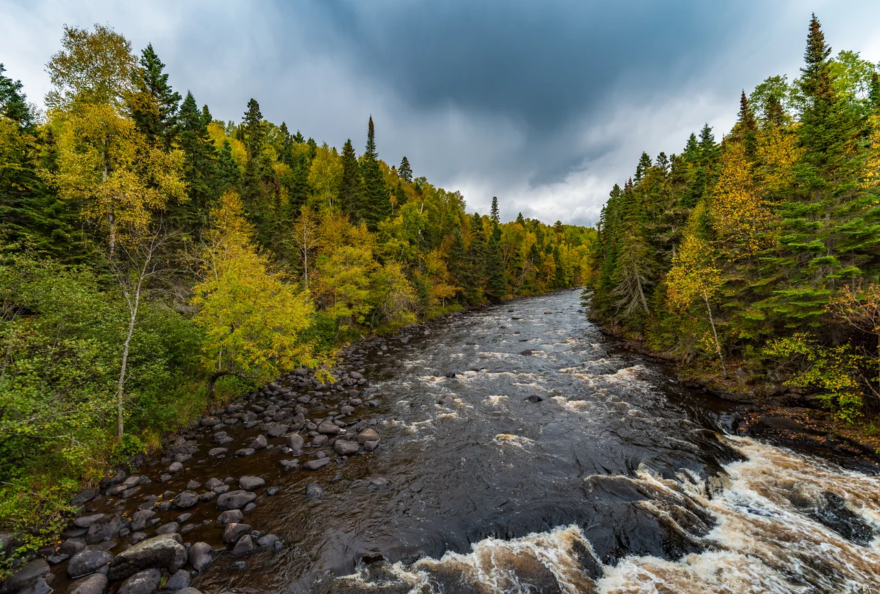 Fall colors on the Brule River at Judge C.R. Magney State Park on Minnesota's North Shore.