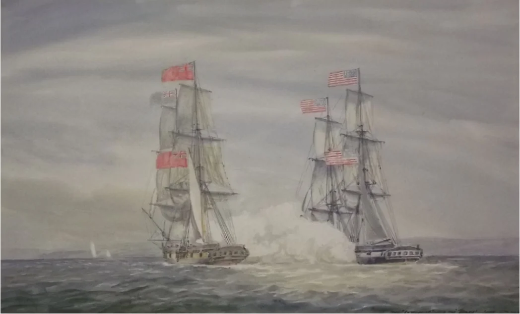 The Enterprise and HMS Boxer, 5 September 1813. See also NHHC Photograph Collection.
