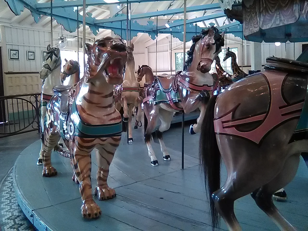 The Dentzel Carousel is located in Highland Park in Meridian, Mississippi and is listed as a National Historic Landmark.