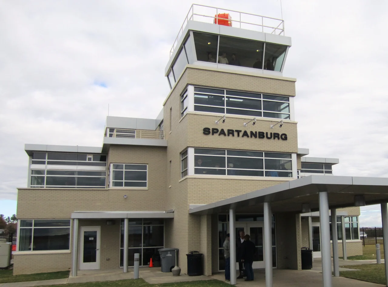 The original 1936 terminal building at the Spartanburg Downtown Memorial Airport was renovated and expanded in 2011.