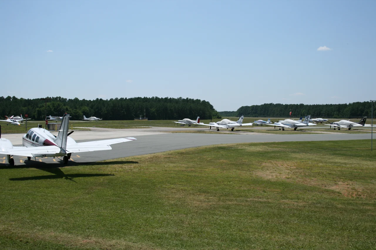 Horace Williams Airport (IGX) in Chapel Hill, North Carolina, viewed from the parking lot.