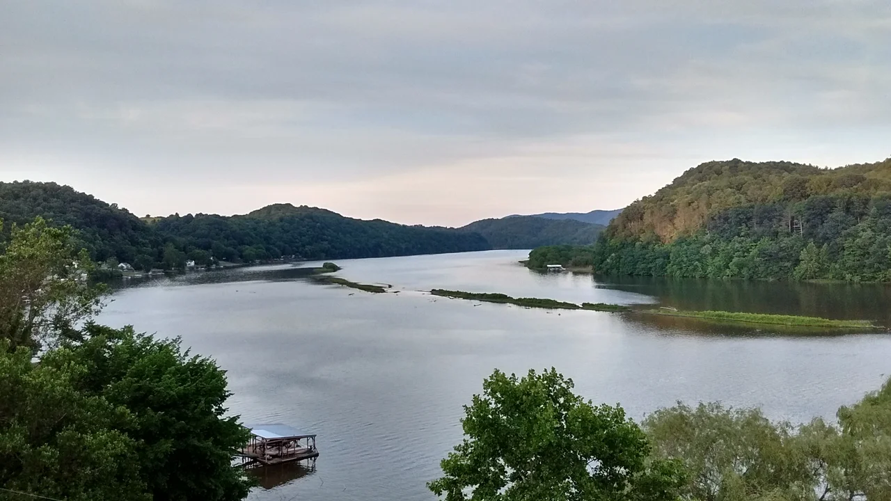 View of Claytor Lake in Pulaski County, Virginia from the New River Trail