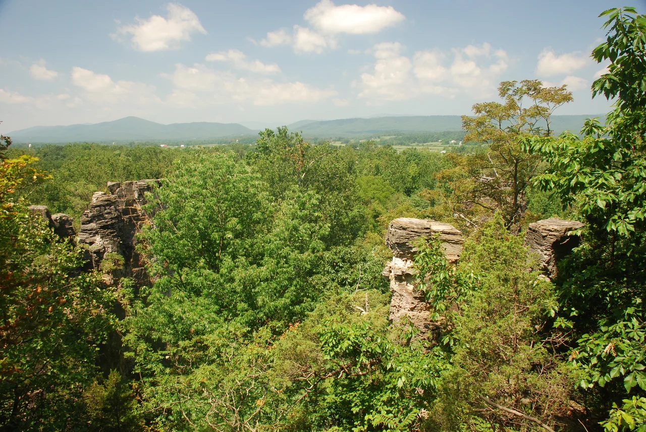 View from the top of Natural Chimneys of Natural Chimneys Regional Park in Augusta County, Virginia
