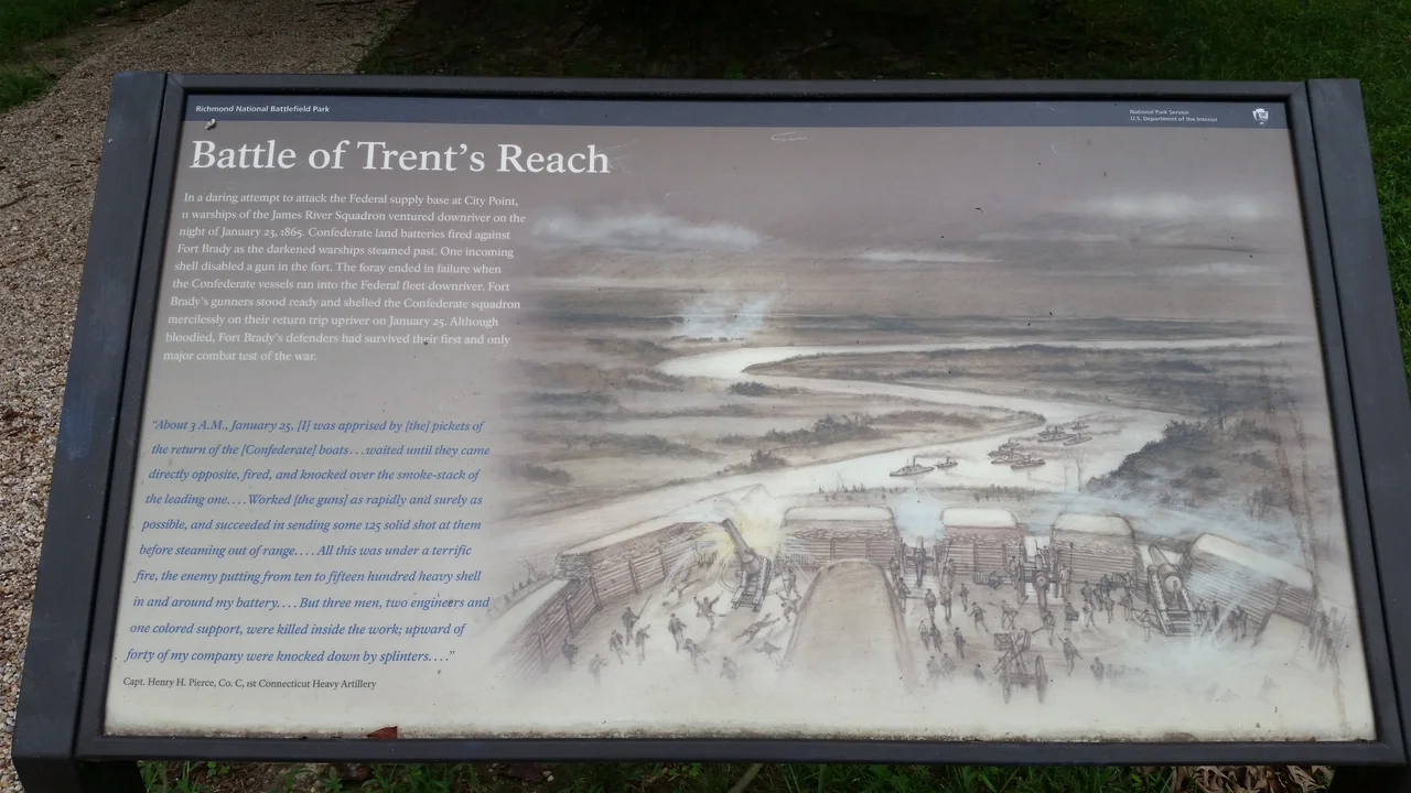 NPS marker at Fort Brady for the Battle of Trent's Reach