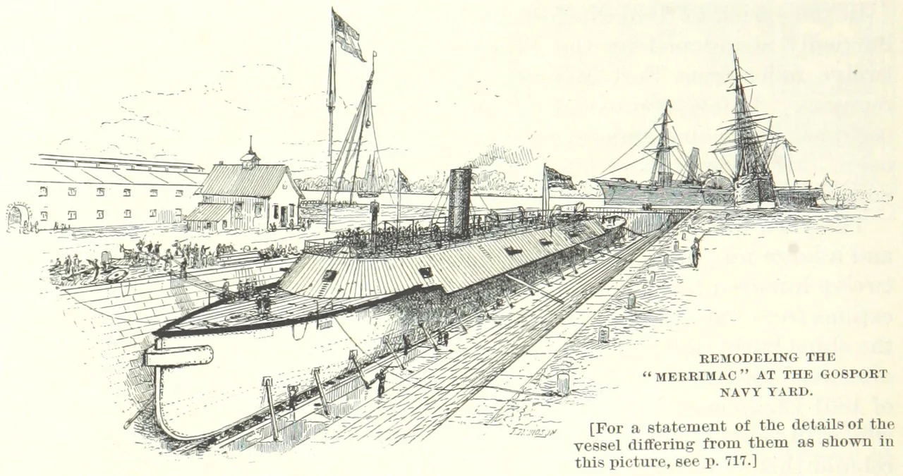 The CSS Virginia (ex USS Merrimack) is rebuilt by the Confederates at Gosport Navy Yard.