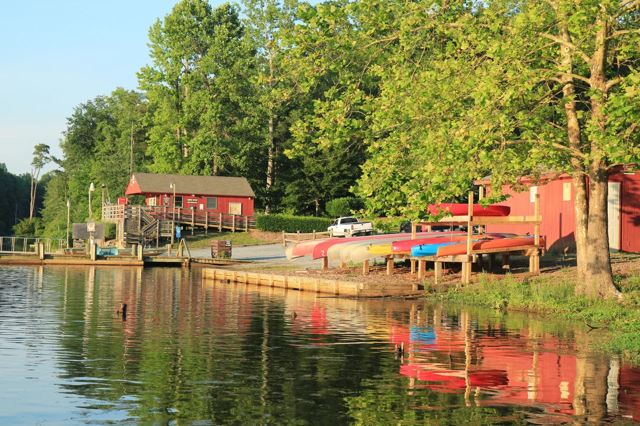 A view of Gloucester's Beaverdam Reservoir &amp; Park near sunset.