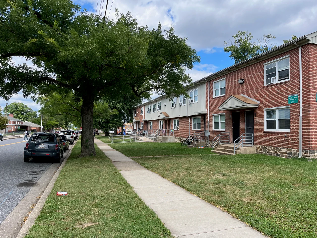 Photograph by Eli Pousson, 2022 September 8. Brooklyn Homes, 4200 block of 10th Street (east side), Baltimore, MD 21225.