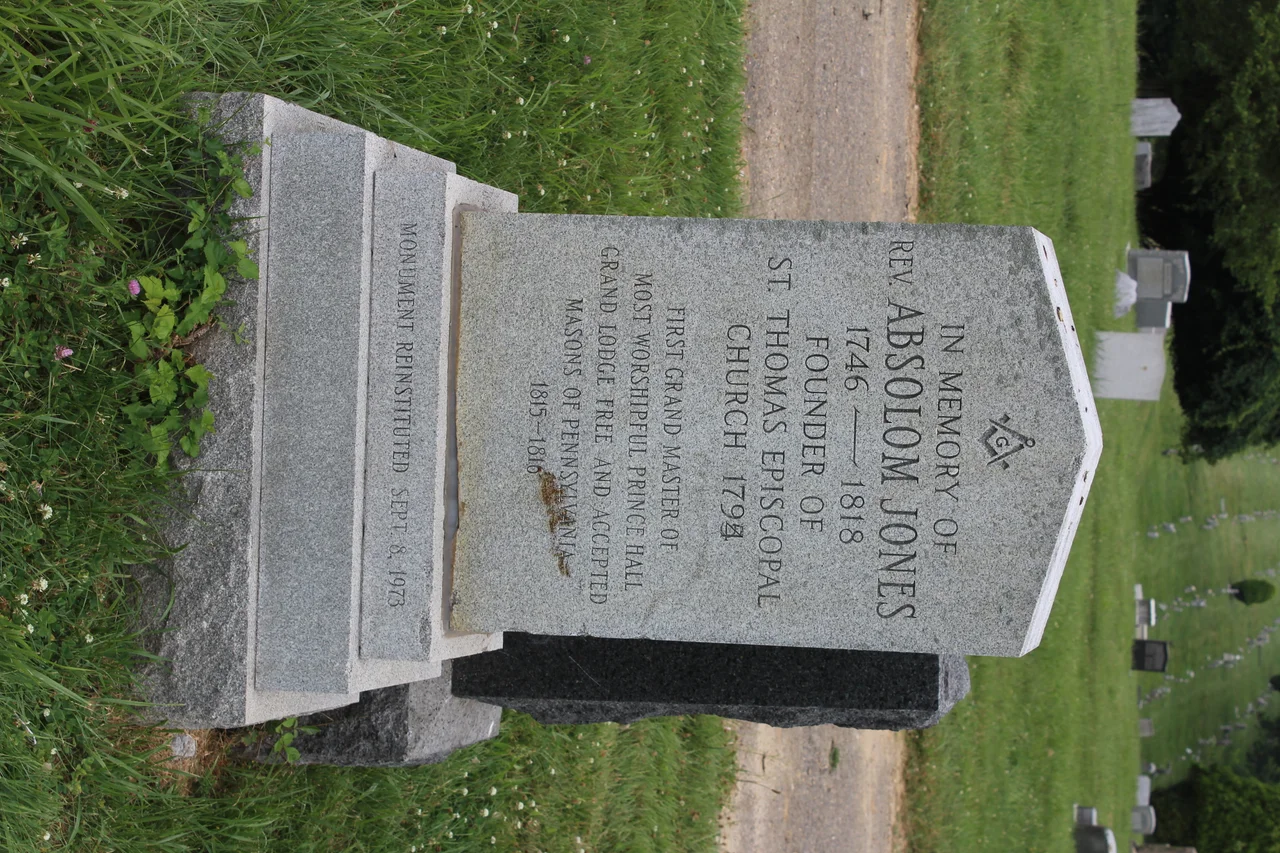 Absalom Jones Cenotaph in Eden Cemetery, Collingdale, Pennsylvania.  Photo taken July 2019.