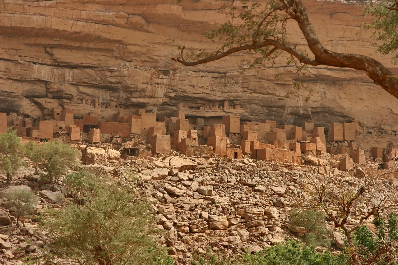 Cliff dwellings in the Bandiagara escarpment — in the Sahel region of Mali.