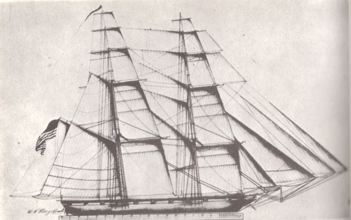 Sail plan of the United States Navy brig