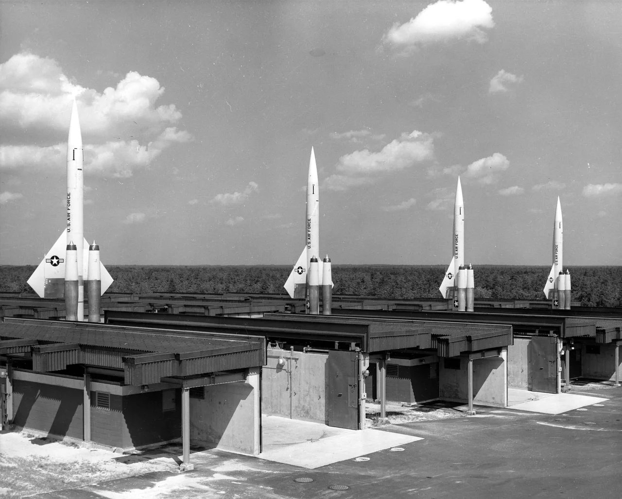 The BOMARC launch complex on Category:Fort Dix became operational on 1 September 1959 with 3 IM-99A missiles (24 by 1 January)[1] and was the site of the 7 June 1960 nuclear accident in Launcher Shelter 204 (destroyed, not shown).  
George Washington University caption: "Four of 56 U.S. Air Force BOMARC IM-99A nuclear antiaircraft missiles emplaced at a site about twenty miles southeast of Trenton, New Jersey near McGuire Air Force Base. Missiles remained horizontal in the shelters shown except when preparing to launch or the erection equipment was being tested. Each missile carried a W-40 nuclear warhead which yielded about 6.5 kilotons."

References

↑ NORAD/CONAD Historical Summary 1959 July-December