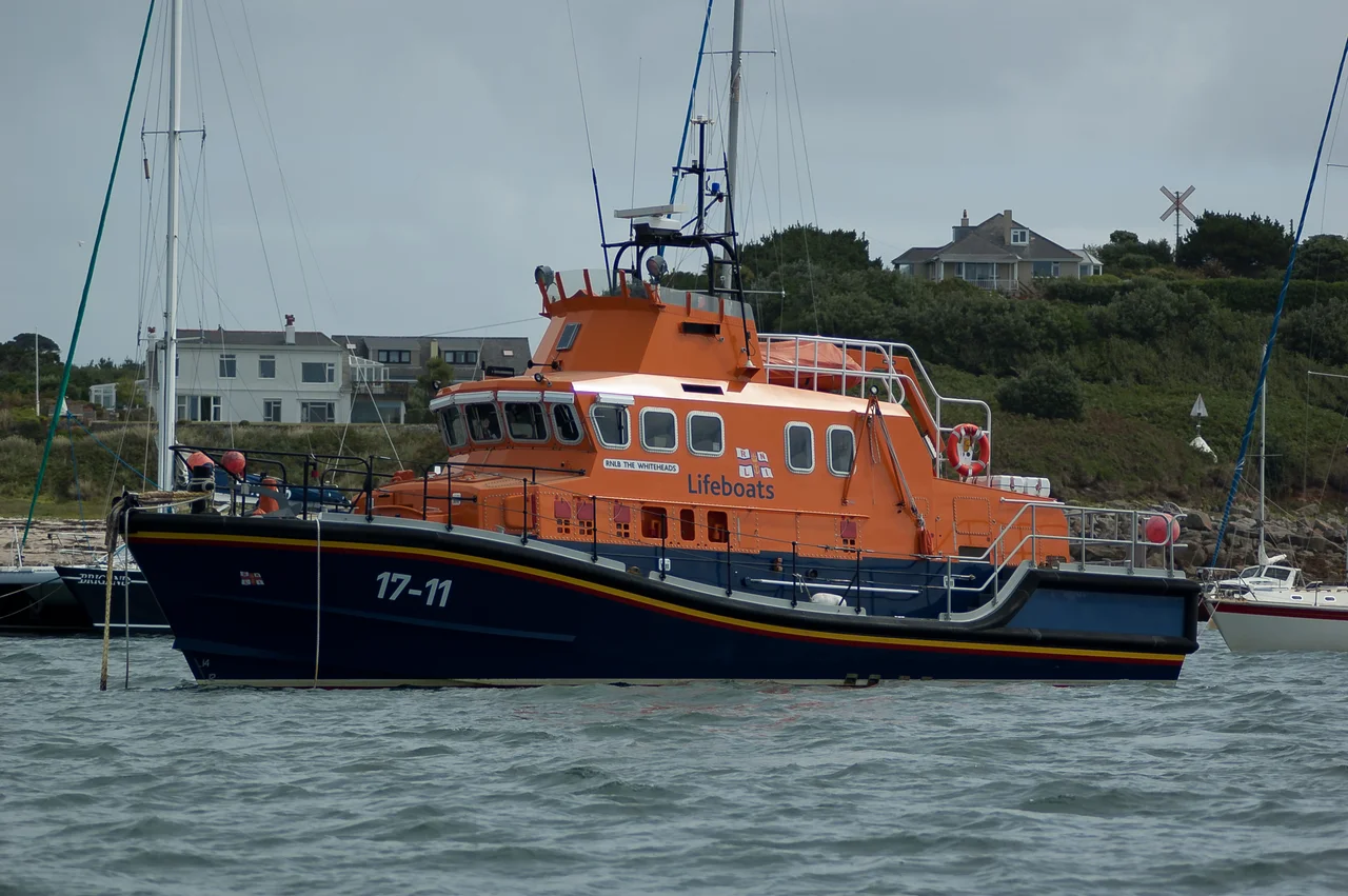 Isles of Scilly, St Mary's - The RNLI lifeboat in Porth Mellon bay