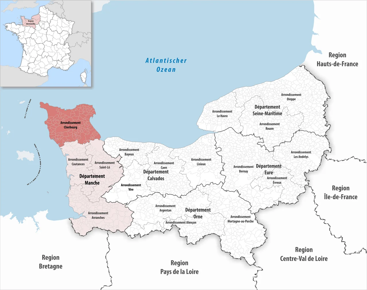 Lage des Arrondissements Cherbourg