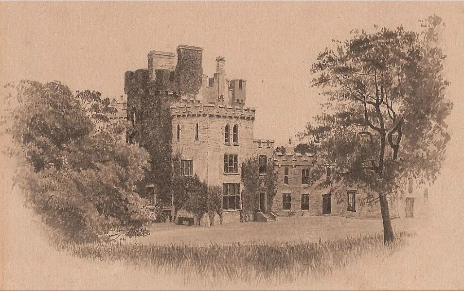 The artist's mother, Letitia Bland, was born in Derryquin Castle. Letitia married Henry Stokes, County Surveyor of Kerry, and the Stokes family lived at Askive, close to Derryquin. William Stokes, a Civil Engineer like his father, emigrated to Chicago in 1872 but died soon after. This sketch has been kept in the family; it is now owned by his great-great niece, Charlotte Verity, who is married to Christopher Le Brun, President of the Royal Academy.