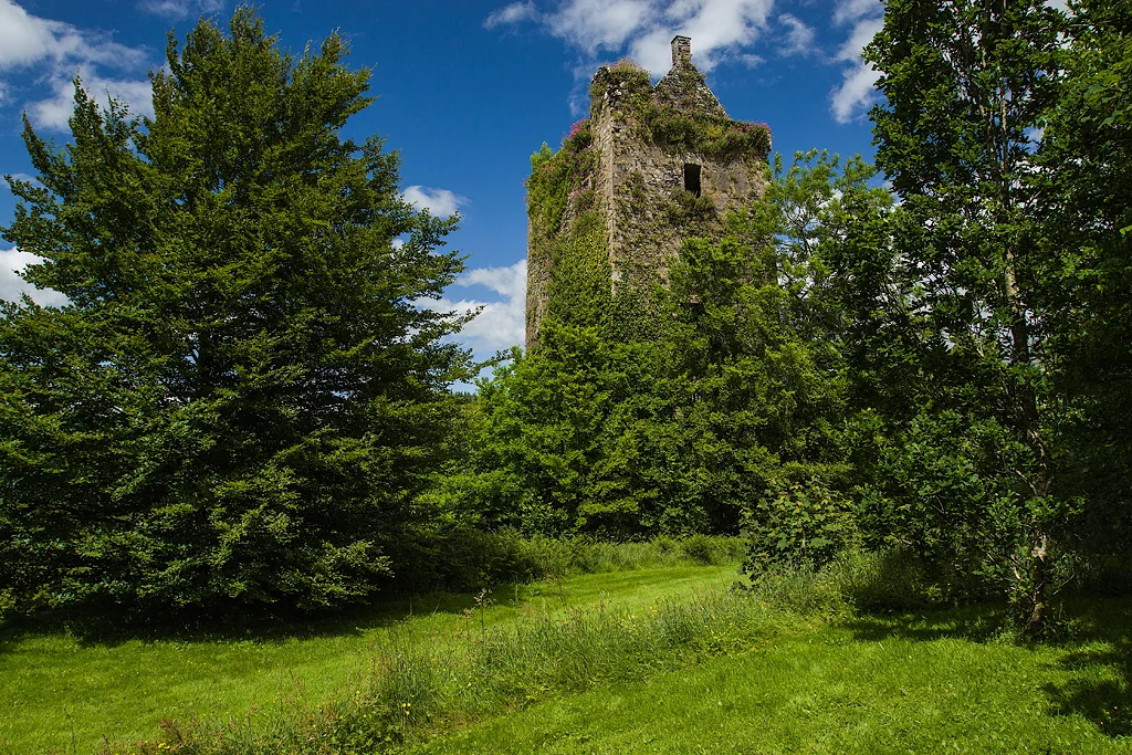 Castles of Munster: Carrignamuck, Cork Cormac Laidir MacCarthy is said to have built this late 15c tower now standing in the grounds of Dripsey Castle. It was during a bombardment by Lord Broghill in 1650 that the east wall was breached.
