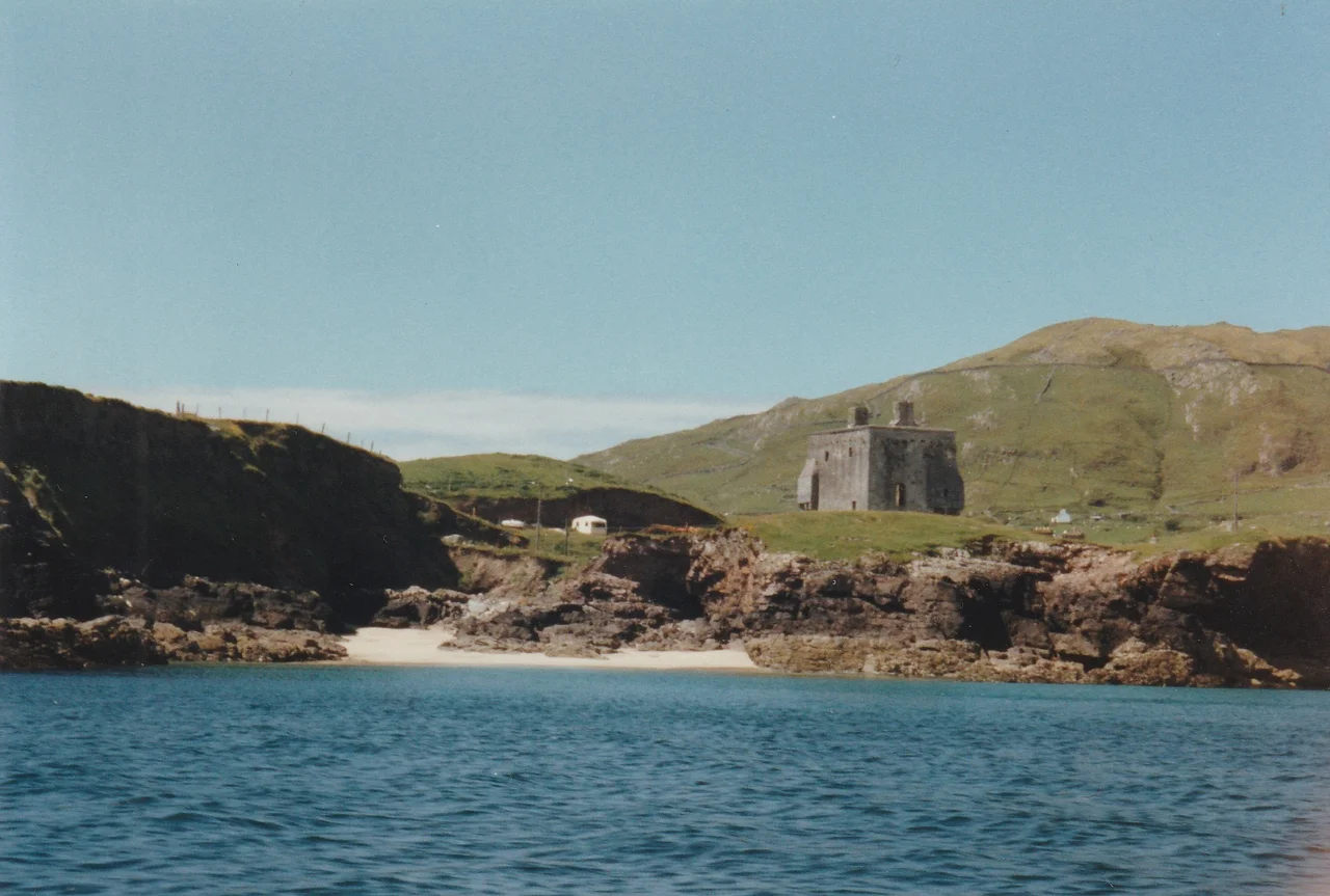 approaching Clare Island. Granuaile's Castle visible
