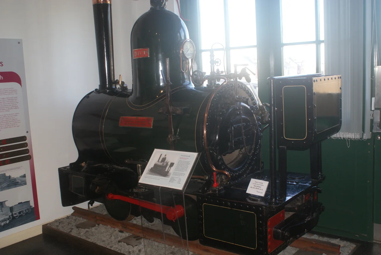 Dot, a Beyer Peacock locomotive from the Gorton Works Railway, in the Narrow Gauge Railway Museum at the Talyllyn Railway.