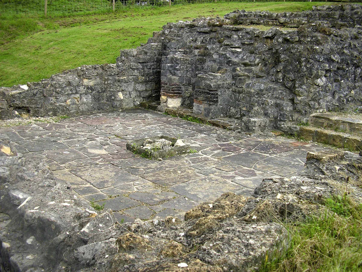 The remains of the temple room at Great Witcombe Roman Villa.