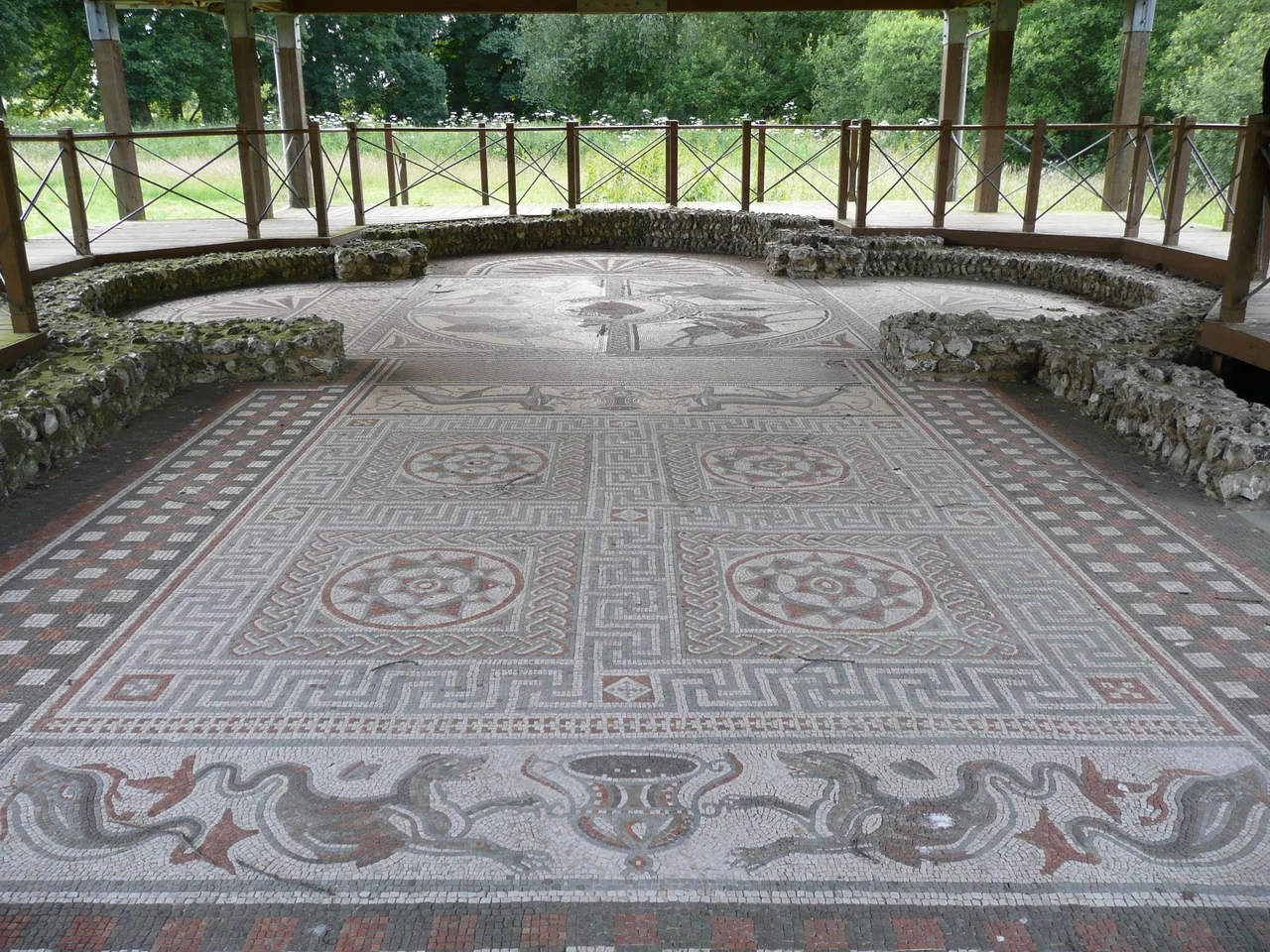 Littlecote Roman Villa, the Orpheus mosaic.