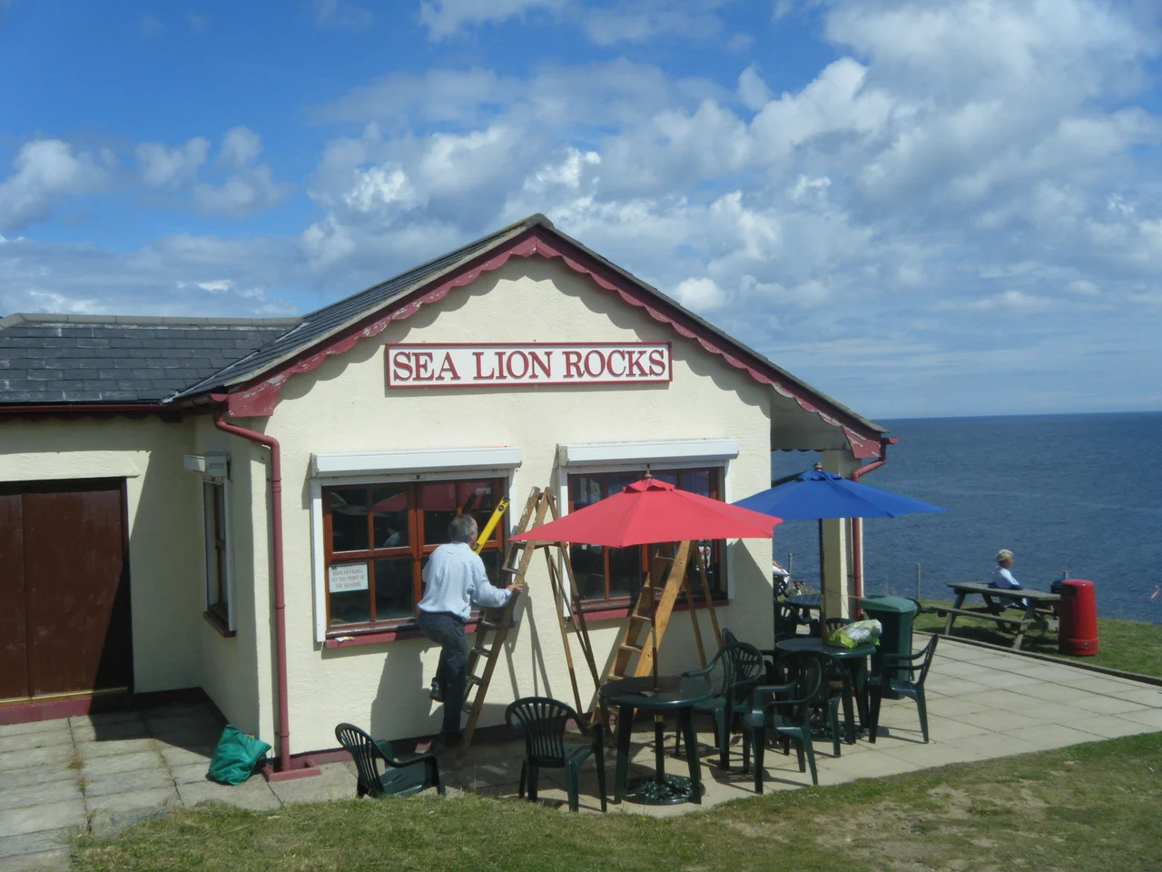 Work in progress on the station building at Sea Lion Rocks, the outer terminus of the Groudle Glen Railway