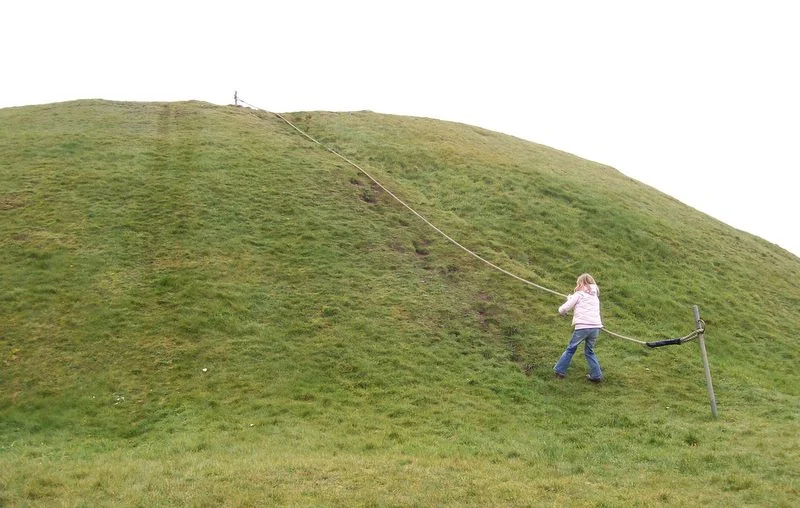 Mote of Druchtag Rope handrail for steep path