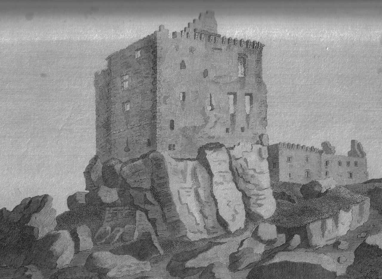 A view of the keep of Dunure Cstle, Ayrshire, Scotland.