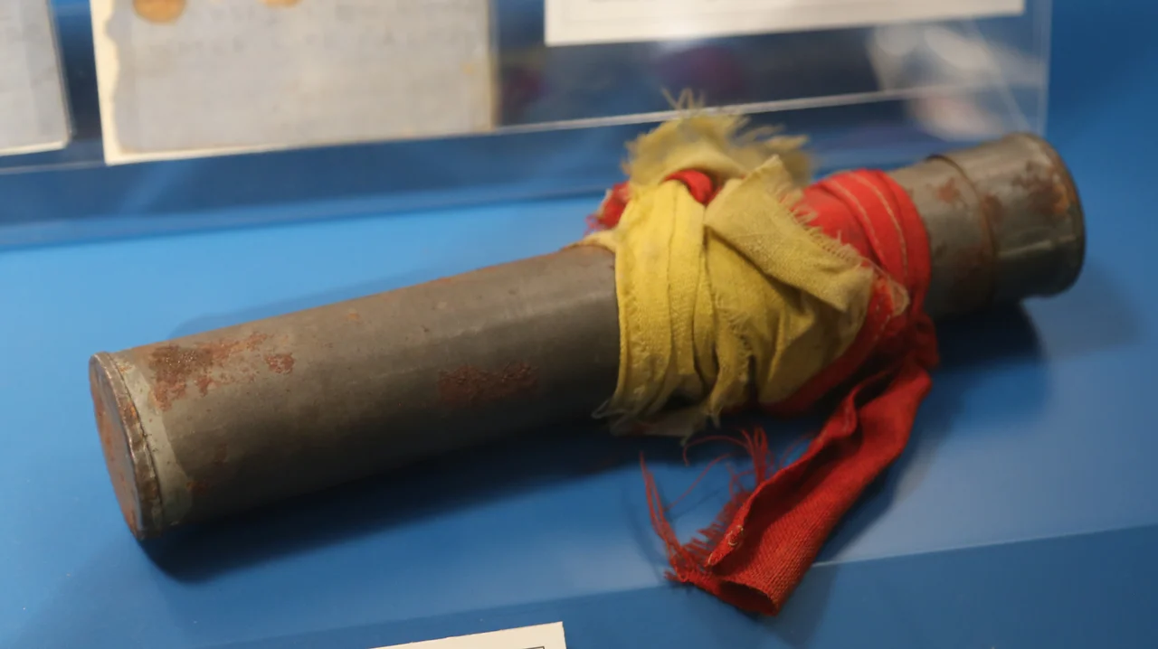 Photo of the one of the mayday capsules sent from HMS K13 when it sank on the 29th January 1917