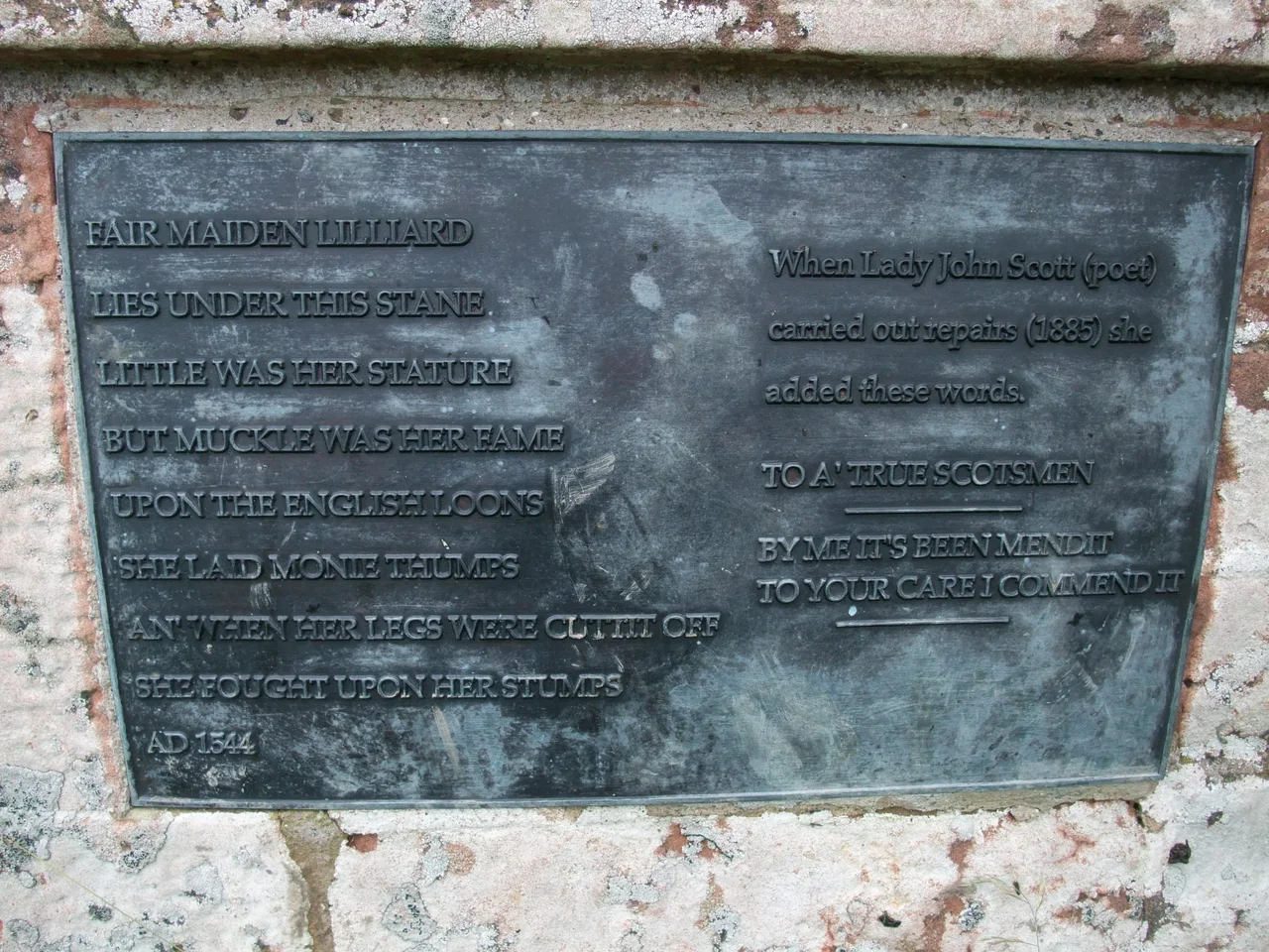 Plaque on Lilliard's Stone