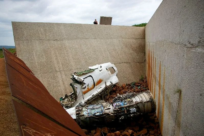 Remains of the crashed plane at the Samora Machel Monument