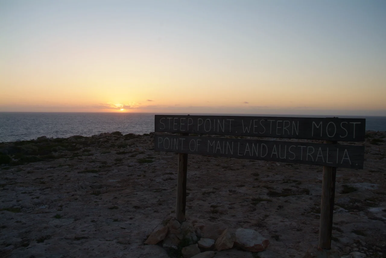 w:Steep Point in w:Shark Bay region of w:Western Australia, the western most point of the Australian mainland, taken from the north east