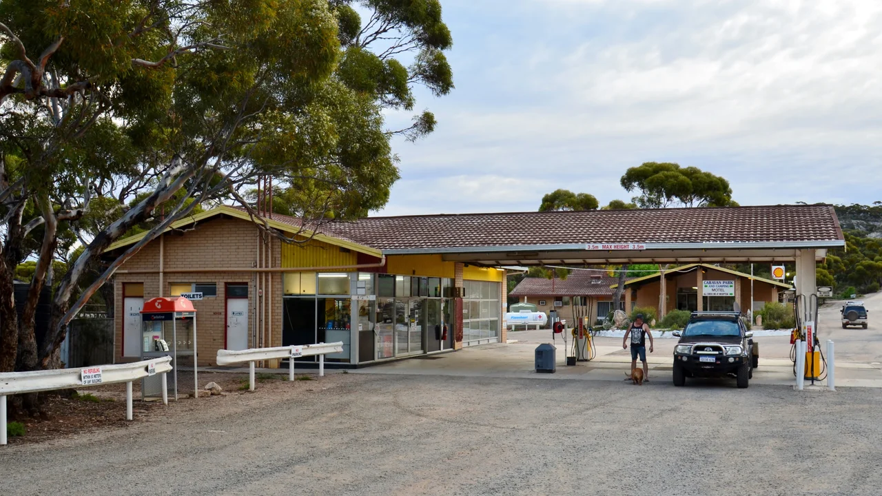 View of the roadhouse at Madura, Western Australia