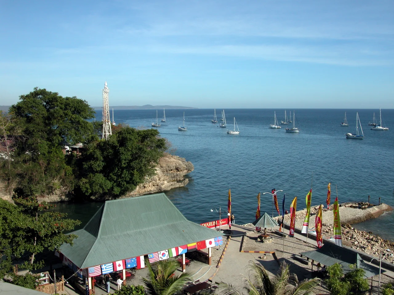 Kupang lighthouse and anchorage for yachts participating in Sail Indonesia.