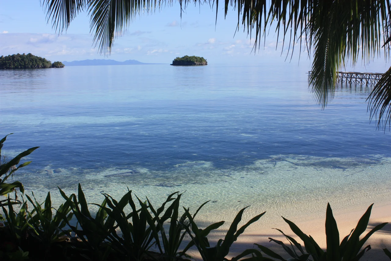 Kadidiri Island, Togean Islands National Park, Central Sulawesi, Indonesia. Morning view from my cottage