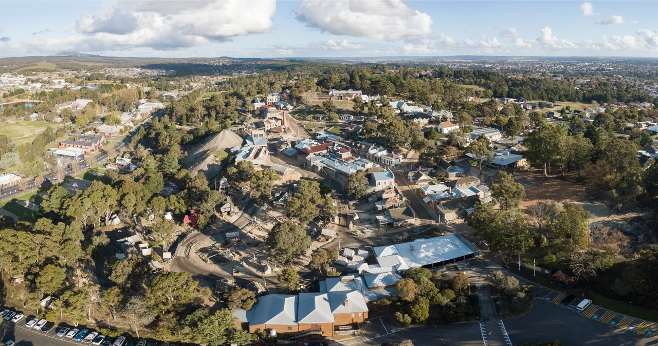 ballarat sovereign hill gold mine aerial panorama victoria australia 2018