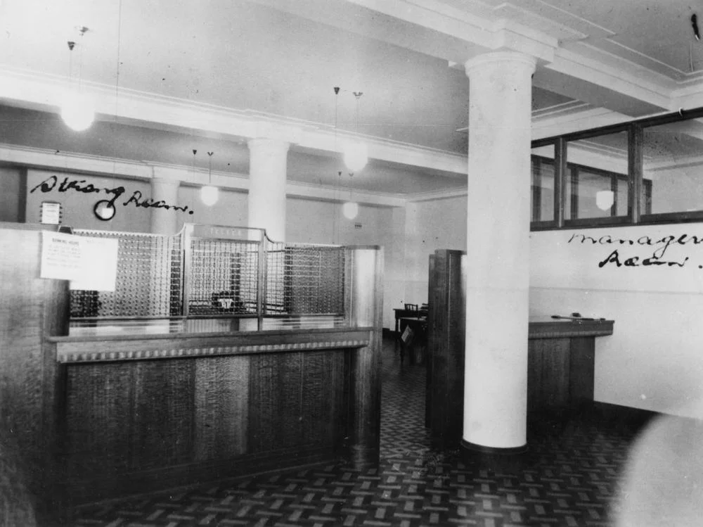 Interior of the Queensland National Bank, Charleville, 1942