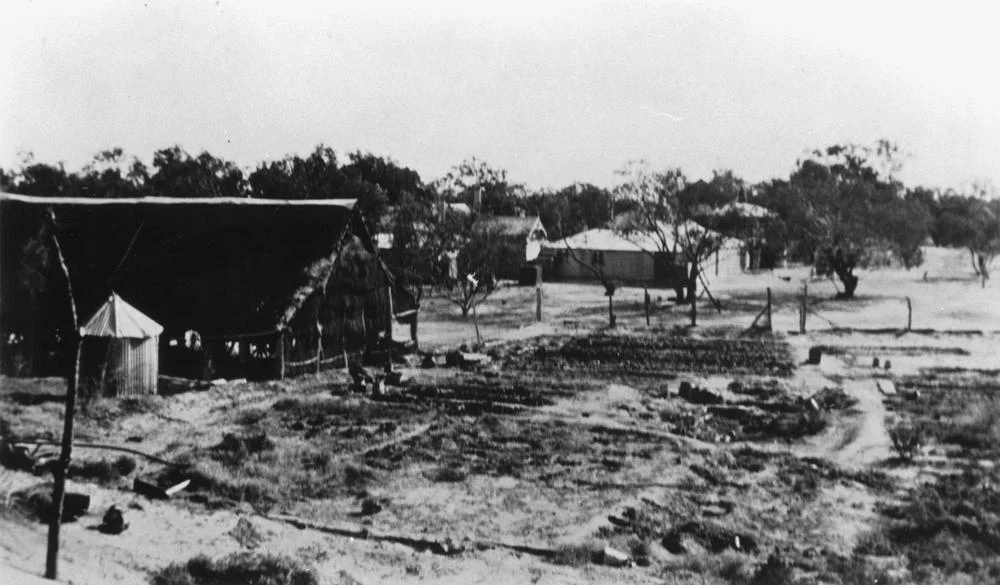 Buildings and gardens at Currawilla Station, Western Queensland, 1929