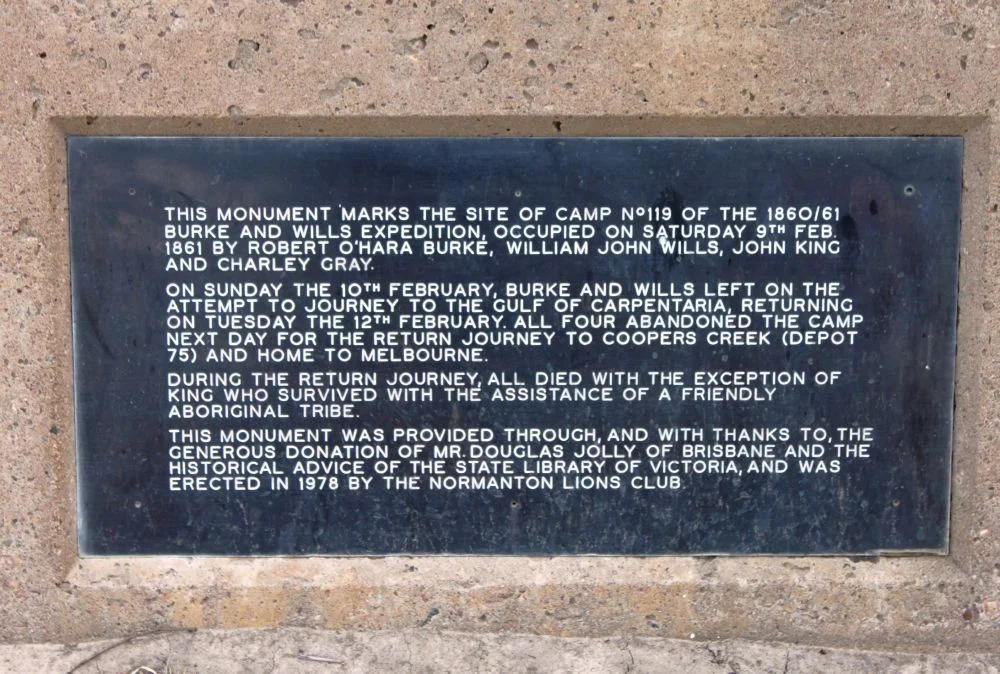 Burke and Wills' Camp B-CXIX and Walker's Camp, Little Bynoe River plaque (2010)