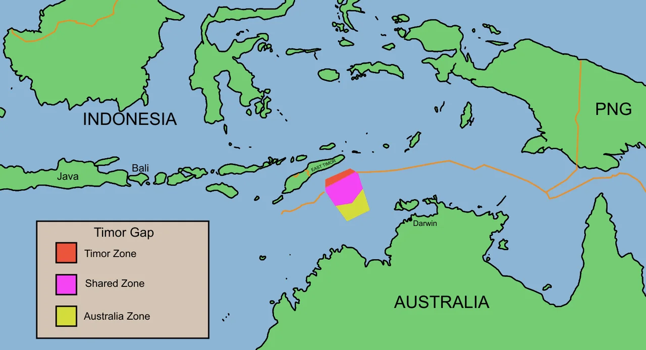 Map of the w:Timor Gap using various other maps for reference, made my me