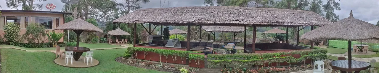Kainantu Lodge / hotel. View of BBQ area.